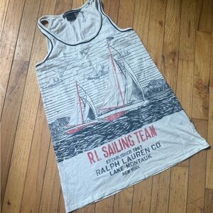 Ralph Lauren Gray Nautical Tank Top with Sailboat Graphic